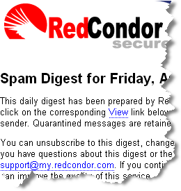 Sample of daily digest email